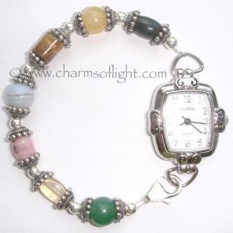Multi Gemstone Watch Bracelet